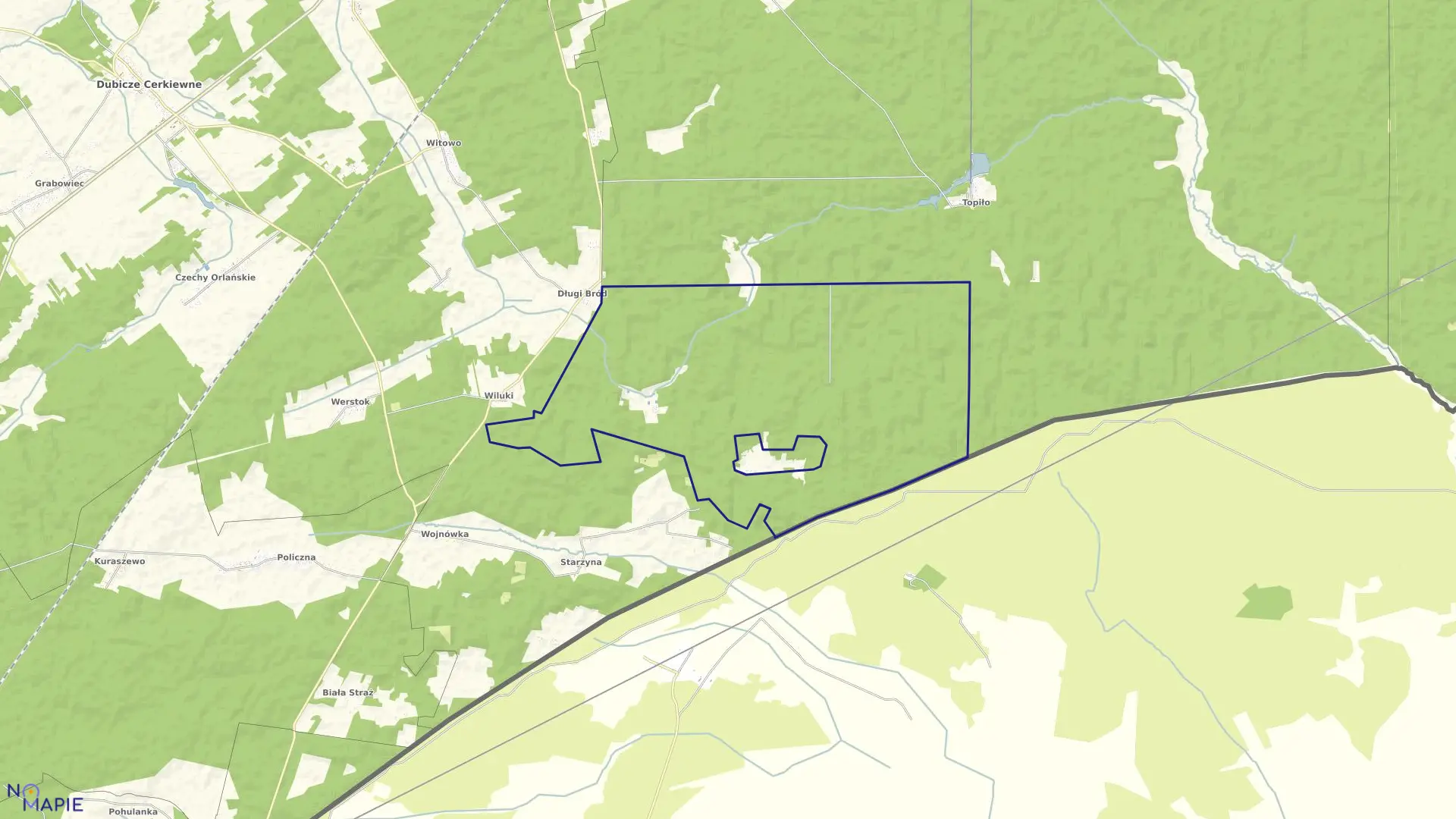 Mapa obrębu KRUGŁE w gminie Dubicze Cerkiewne