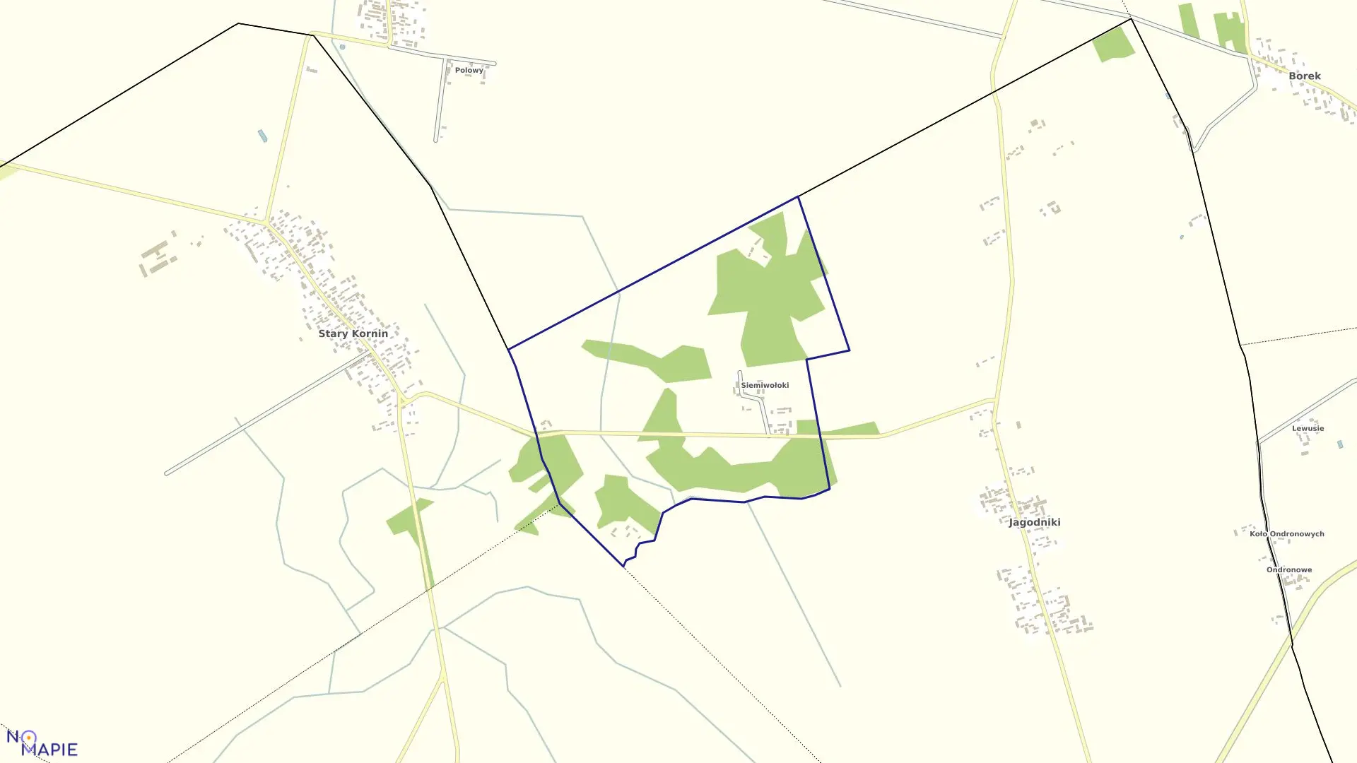 Mapa obrębu SIEMIWOŁOKI w gminie Dubicze Cerkiewne